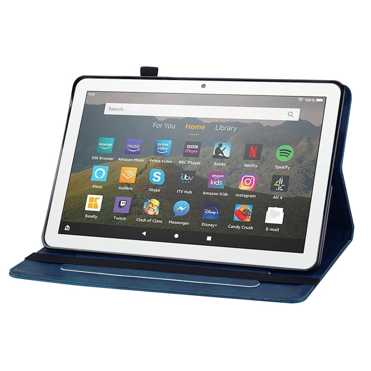 For Amazon Kindle Fire HD 8 Skin Feel Solid Color Zipper Leather Tablet Case