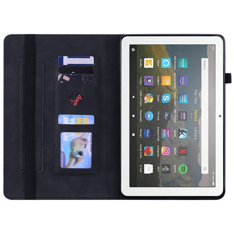 For Amazon Kindle Fire HD 8 Skin Feel Solid Color Zipper Leather Tablet Case