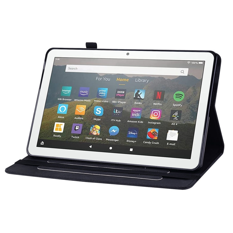 For Amazon Kindle Fire HD 8 Skin Feel Solid Color Zipper Leather Tablet Case