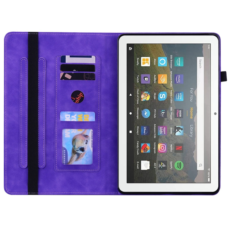 For Amazon Kindle Fire HD 8 Skin Feel Solid Color Zipper Leather Tablet Case