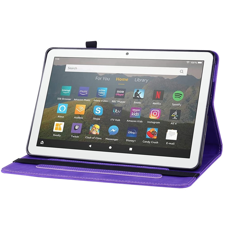 For Amazon Kindle Fire HD 8 Skin Feel Solid Color Zipper Leather Tablet Case