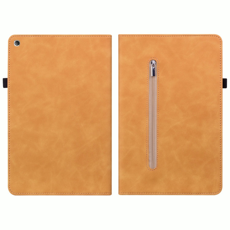 For Amazon Kindle Fire HD 8 Skin Feel Solid Color Zipper Leather Tablet Case