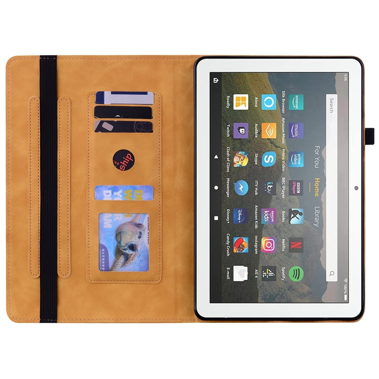 For Amazon Kindle Fire HD 8 Skin Feel Solid Color Zipper Leather Tablet Case
