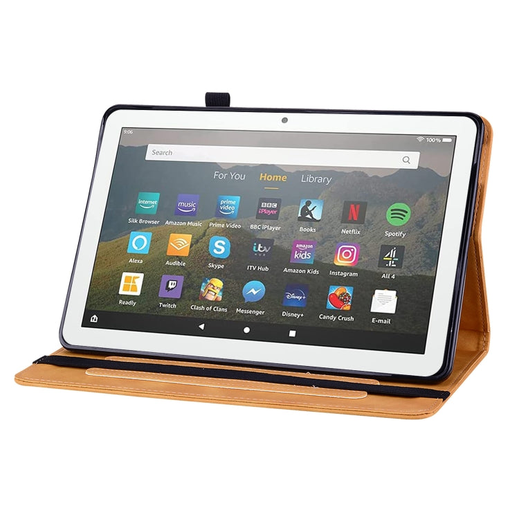 For Amazon Kindle Fire HD 8 Skin Feel Solid Color Zipper Leather Tablet Case