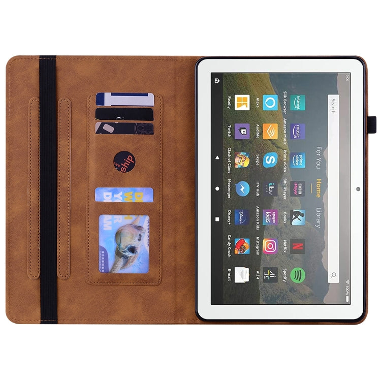 For Amazon Kindle Fire HD 8 Skin Feel Solid Color Zipper Leather Tablet Case
