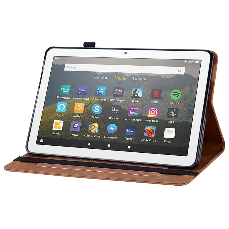 For Amazon Kindle Fire HD 8 Skin Feel Solid Color Zipper Leather Tablet Case