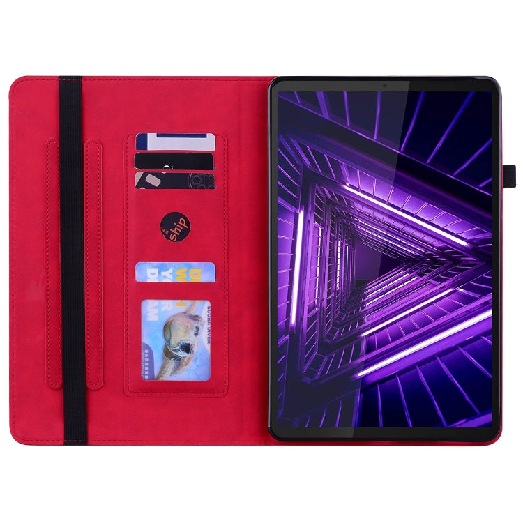 For Lenovo Tab K10 Skin Feel Solid Color Zipper Leather Tablet Case