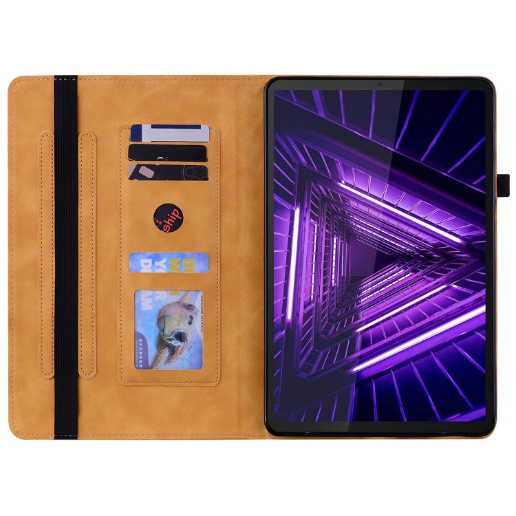 For Lenovo Tab K10 Skin Feel Solid Color Zipper Leather Tablet Case