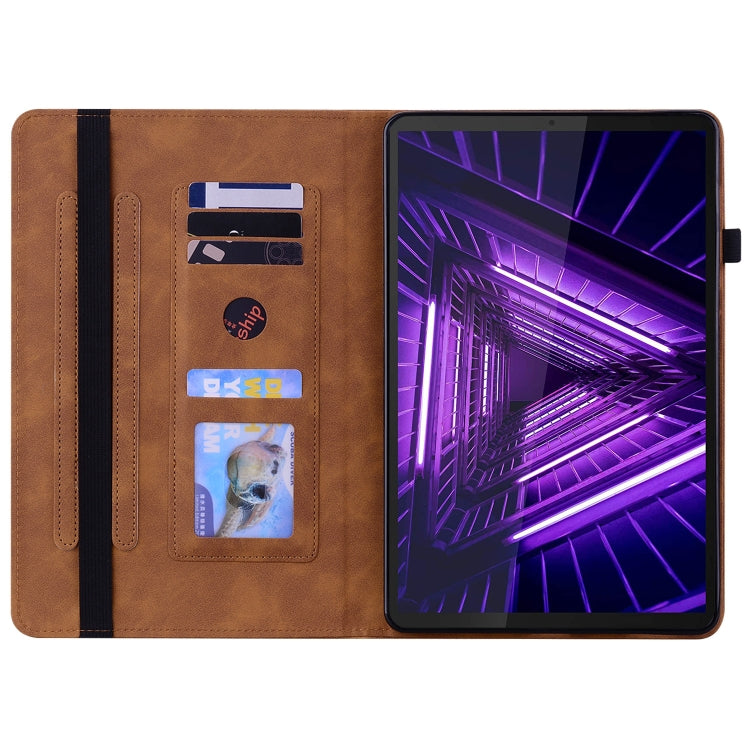 For Lenovo Tab K10 Skin Feel Solid Color Zipper Leather Tablet Case