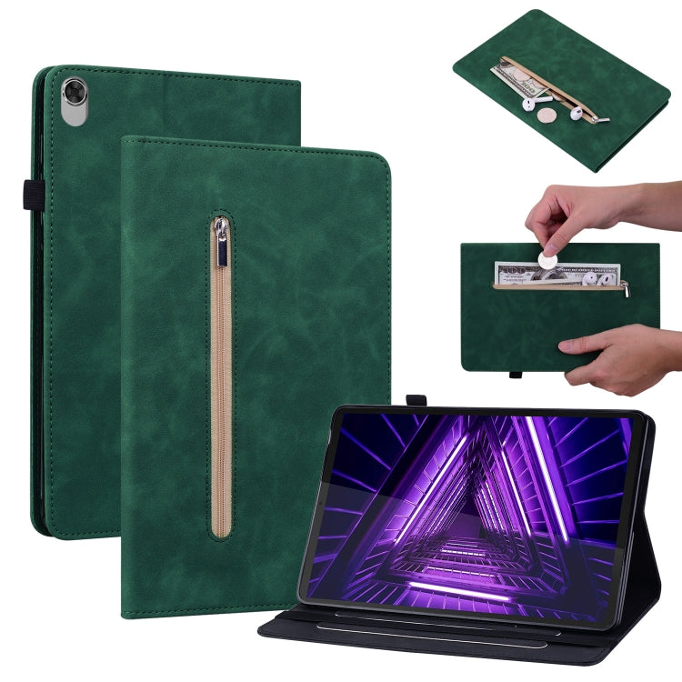 For Lenovo Tab M10 Plus 10.3 Skin Feel Solid Color Zipper Leather Tablet Case