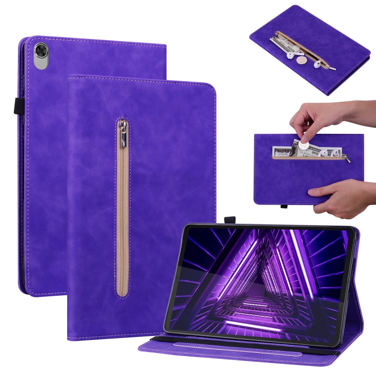 For Lenovo Tab M10 Plus 10.3 Skin Feel Solid Color Zipper Leather Tablet Case
