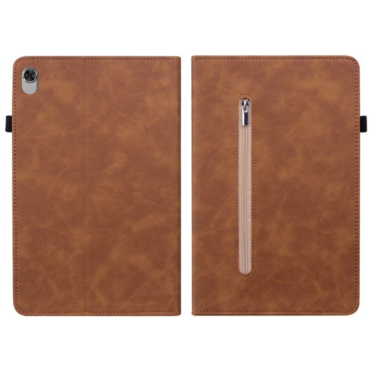 For Lenovo Tab M10 Plus 10.3 Skin Feel Solid Color Zipper Leather Tablet Case