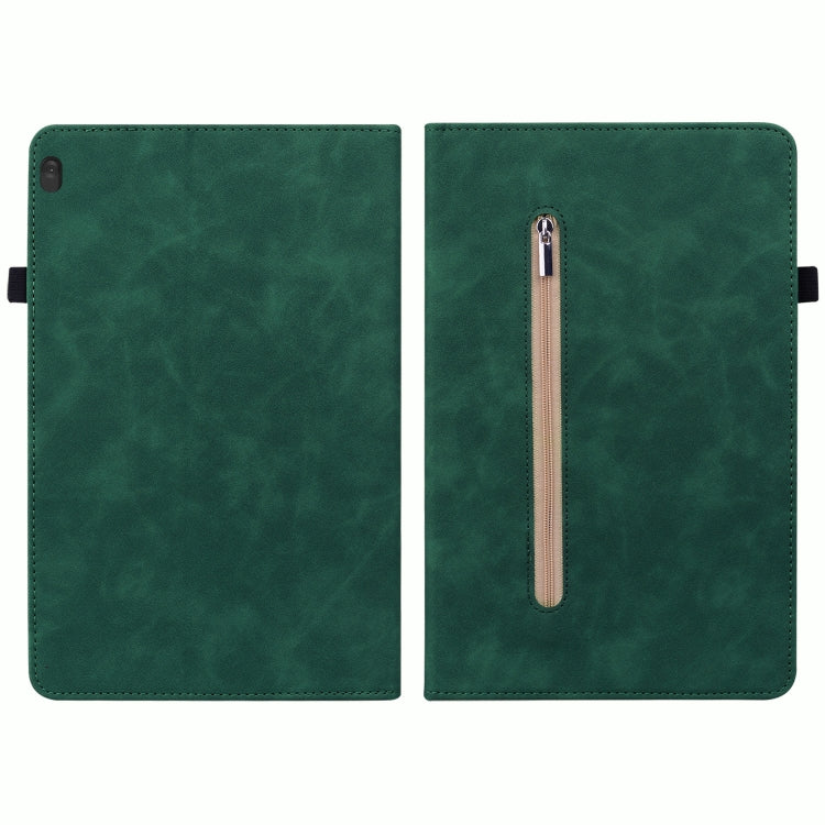 For Lenovo Tab M10 TB-X605 Skin Feel Solid Color Zipper Leather Tablet Case
