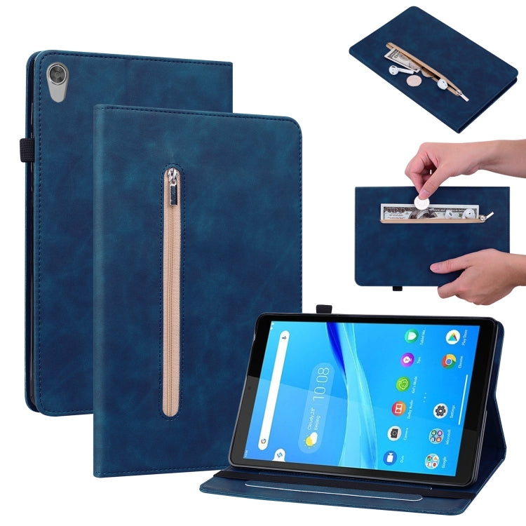 For Lenovo Tab M8 HD TB-8505F Skin Feel Solid Color Zipper Leather Tablet Case