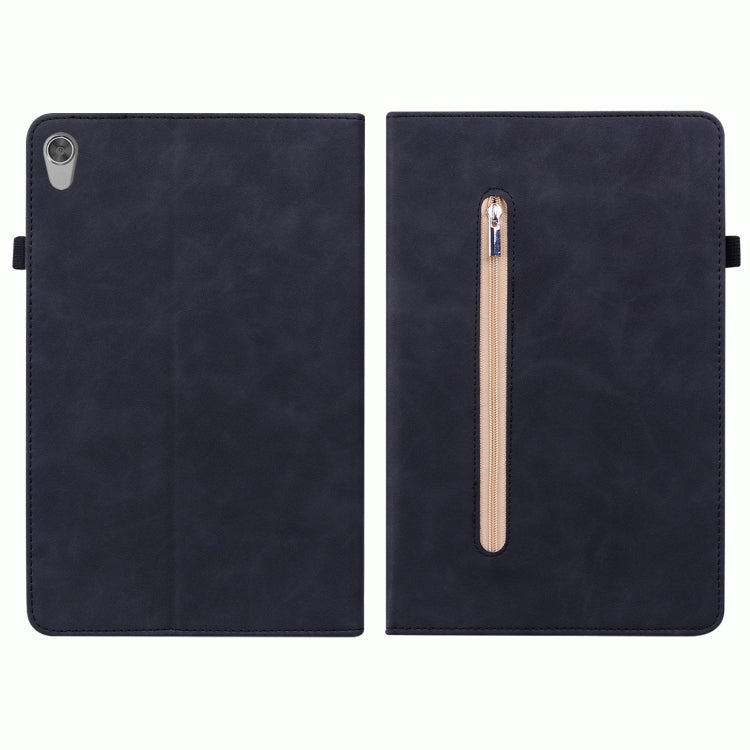 For Lenovo Tab M8 HD TB-8505F Skin Feel Solid Color Zipper Leather Tablet Case