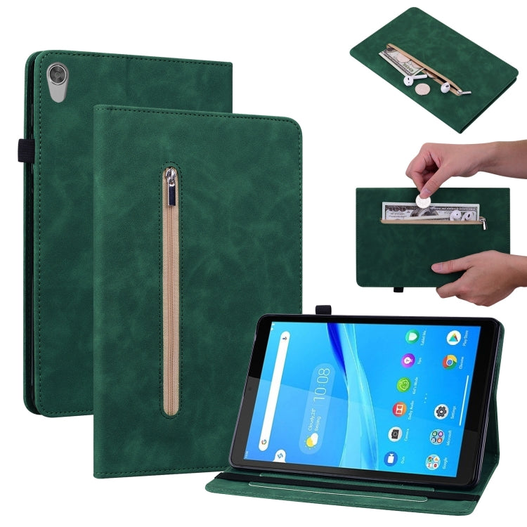 For Lenovo Tab M8 HD TB-8505F Skin Feel Solid Color Zipper Leather Tablet Case