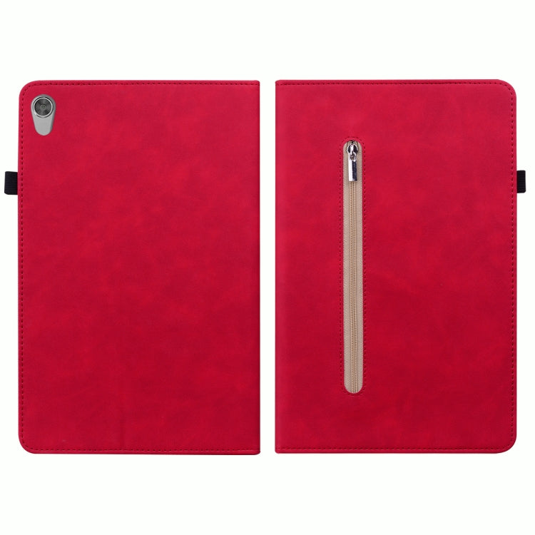 For Lenovo Tab M8 HD TB-8505F Skin Feel Solid Color Zipper Leather Tablet Case
