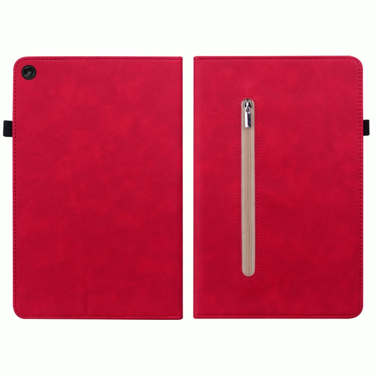 For Lenovo Tab M10 Plus 10.6 3rd Gen 2022 Skin Feel Solid Color Zipper Leather Tablet Case