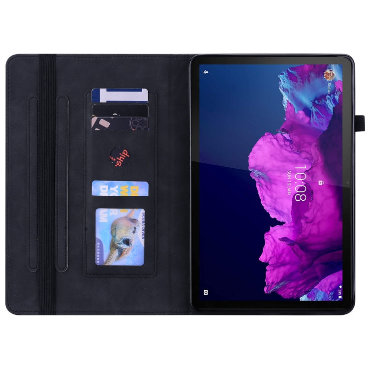 For Lenovo Tab P11 TB-J606F Skin Feel Solid Color Zipper Leather Tablet Case