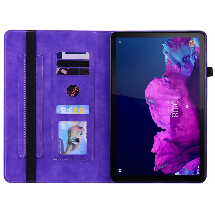 For Lenovo Tab P11 TB-J606F Skin Feel Solid Color Zipper Leather Tablet Case