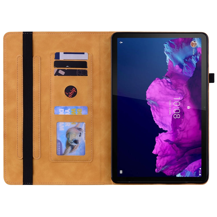 For Lenovo Tab P11 TB-J606F Skin Feel Solid Color Zipper Leather Tablet Case