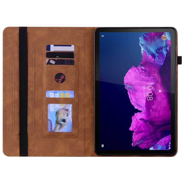 For Lenovo Tab P11 TB-J606F Skin Feel Solid Color Zipper Leather Tablet Case