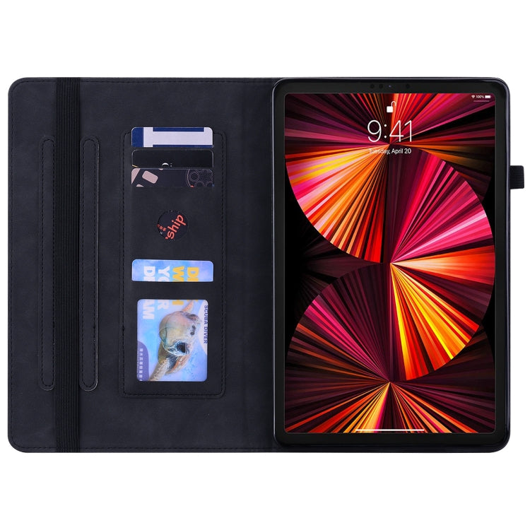 For iPad Pro 12.9 2022 / 2021 / 2020 Skin Feel Solid Color Zipper Smart Leather Tablet Case