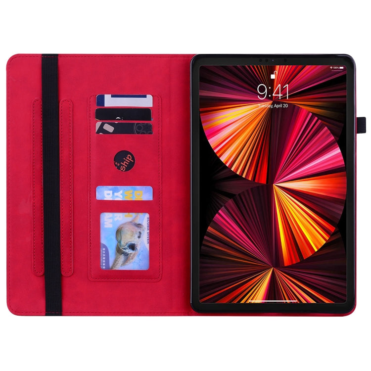 For iPad Pro 12.9 2022 / 2021 / 2020 Skin Feel Solid Color Zipper Smart Leather Tablet Case