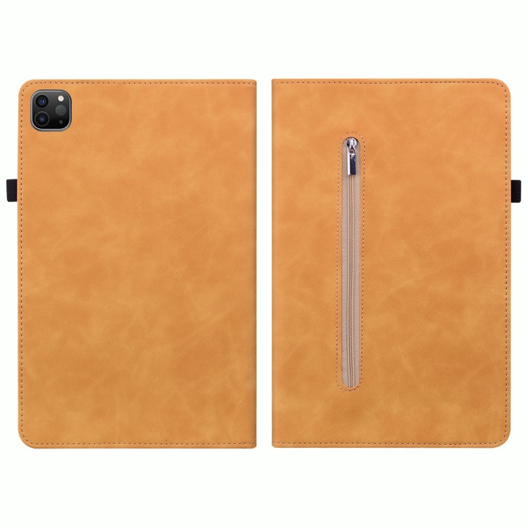 For iPad Pro 11 2022 / 2021 / 2020 / 2018 Skin Feel Solid Color Zipper Smart Leather Tablet Case