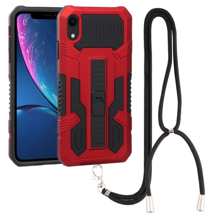 For iPhone XR Vanguard Lanyard Kickstand TPU + PC Phone Case