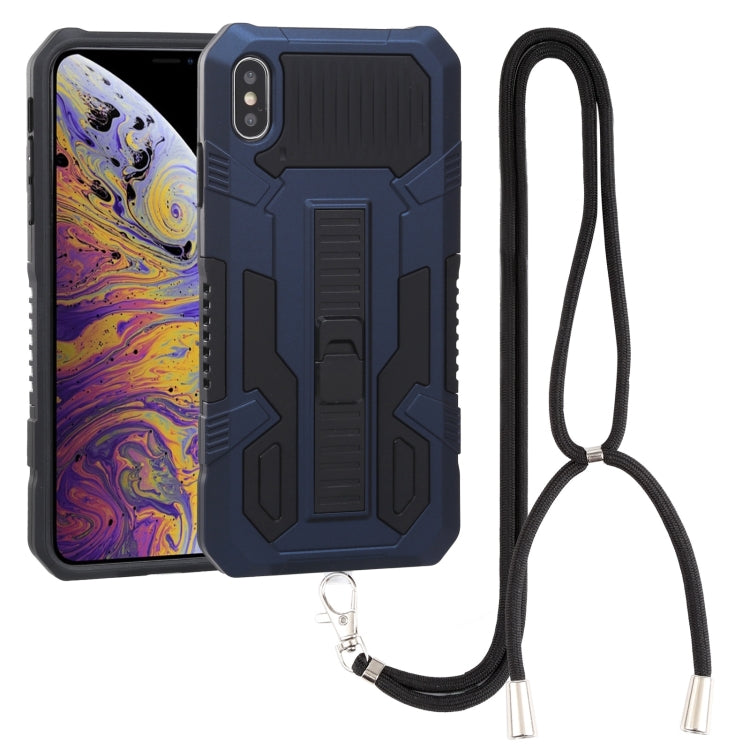 For iPhone XS Max Vanguard Lanyard Kickstand TPU + PC Phone Case