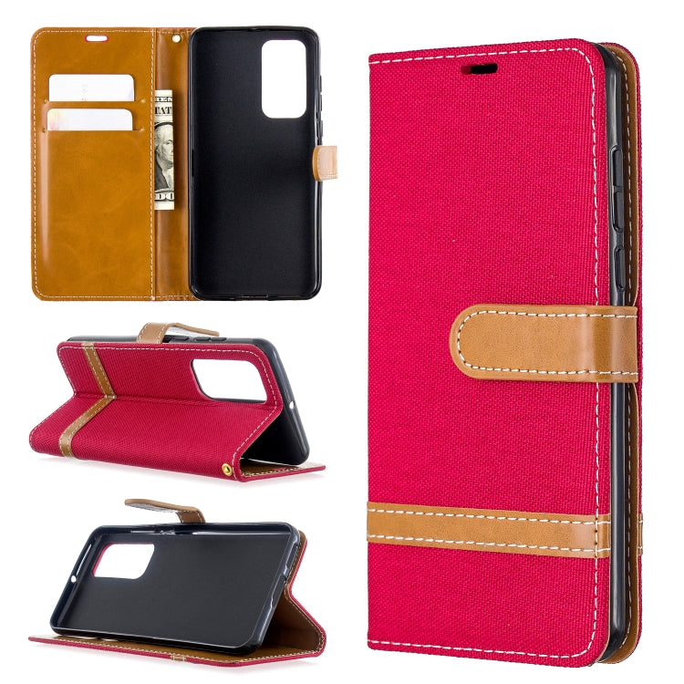 For Huawei P40 Color Matching Denim Texture Horizontal Flip Leather Case with Holder & Card Slots & Wallet & Lanyard
