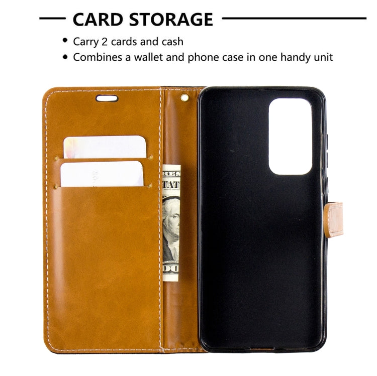 For Huawei P40 Color Matching Denim Texture Horizontal Flip Leather Case with Holder & Card Slots & Wallet & Lanyard