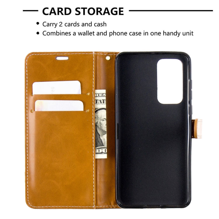 For Huawei P40 Color Matching Denim Texture Horizontal Flip Leather Case with Holder & Card Slots & Wallet & Lanyard