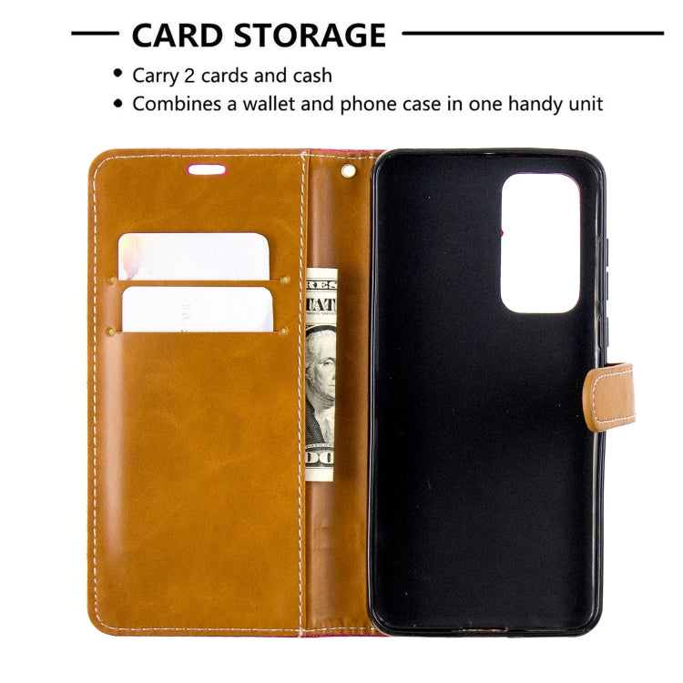 For Huawei P40 Color Matching Denim Texture Horizontal Flip Leather Case with Holder & Card Slots & Wallet & Lanyard