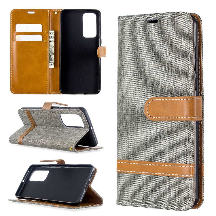 For Huawei P40 Color Matching Denim Texture Horizontal Flip Leather Case with Holder & Card Slots & Wallet & Lanyard