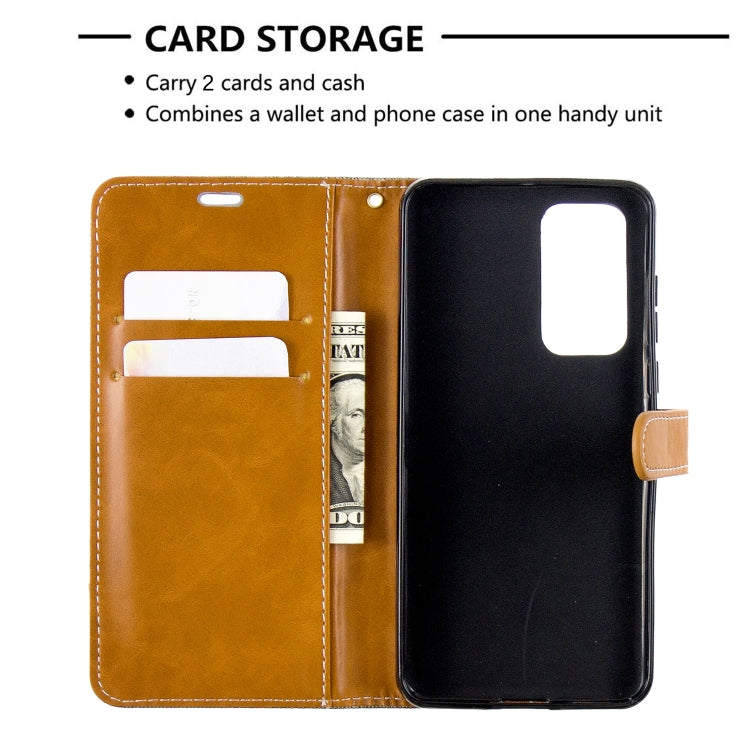 For Huawei P40 Color Matching Denim Texture Horizontal Flip Leather Case with Holder & Card Slots & Wallet & Lanyard