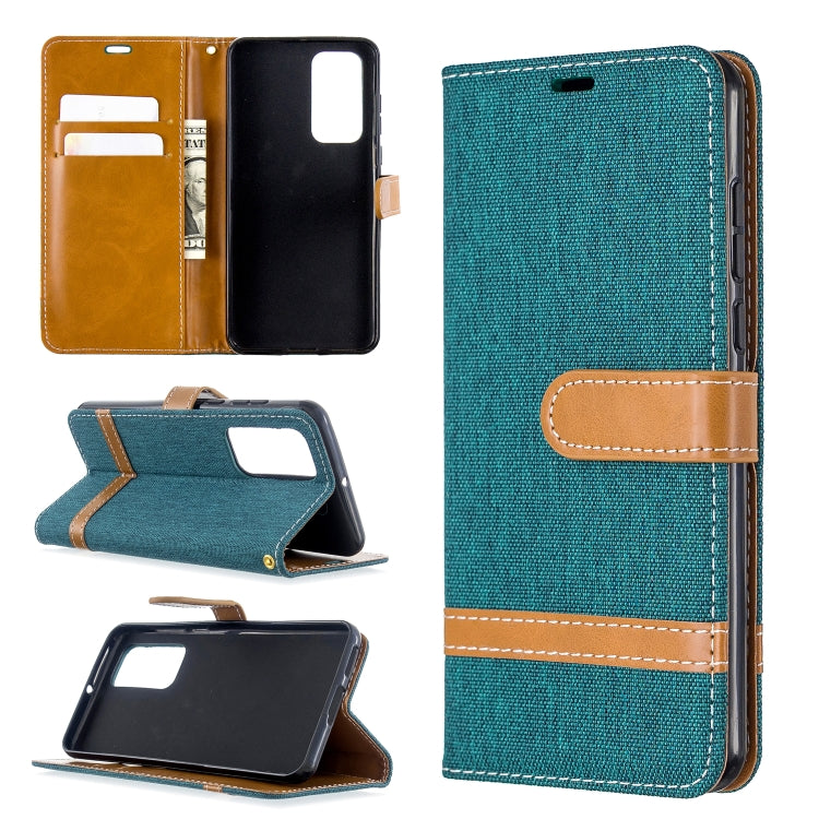 For Huawei P40 Color Matching Denim Texture Horizontal Flip Leather Case with Holder & Card Slots & Wallet & Lanyard