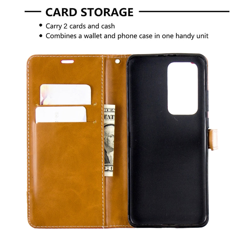 For Huawei P40 Pro Color Matching Denim Texture Horizontal Flip Leather Case with Holder & Card Slots & Wallet & Lanyard