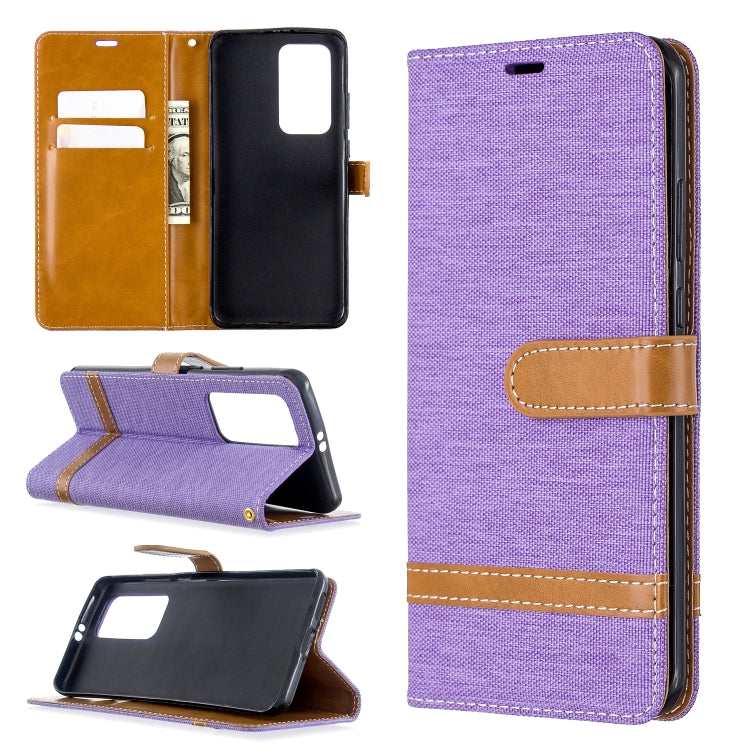For Huawei P40 Pro Color Matching Denim Texture Horizontal Flip Leather Case with Holder & Card Slots & Wallet & Lanyard