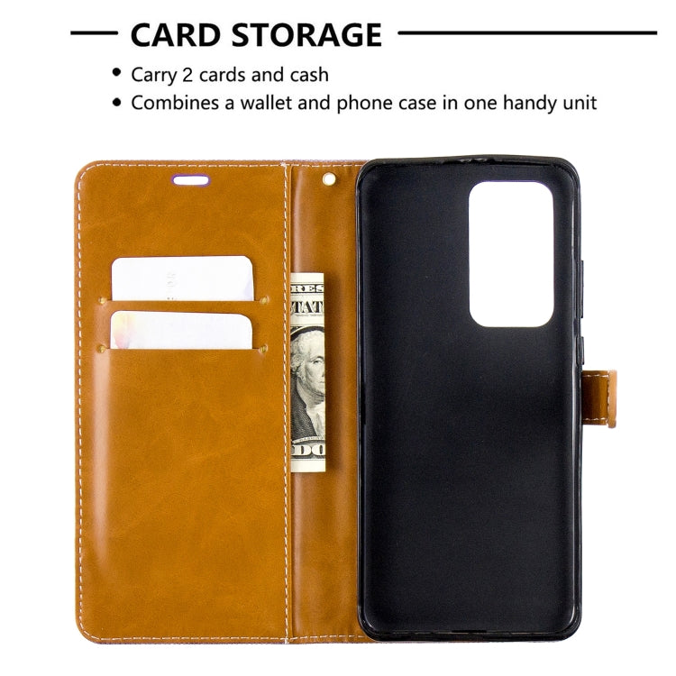For Huawei P40 Pro Color Matching Denim Texture Horizontal Flip Leather Case with Holder & Card Slots & Wallet & Lanyard