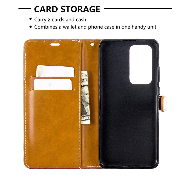 For Huawei P40 Pro Color Matching Denim Texture Horizontal Flip Leather Case with Holder & Card Slots & Wallet & Lanyard