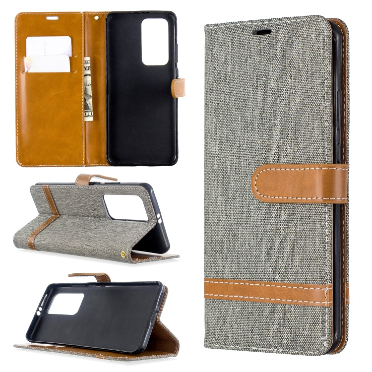 For Huawei P40 Pro Color Matching Denim Texture Horizontal Flip Leather Case with Holder & Card Slots & Wallet & Lanyard