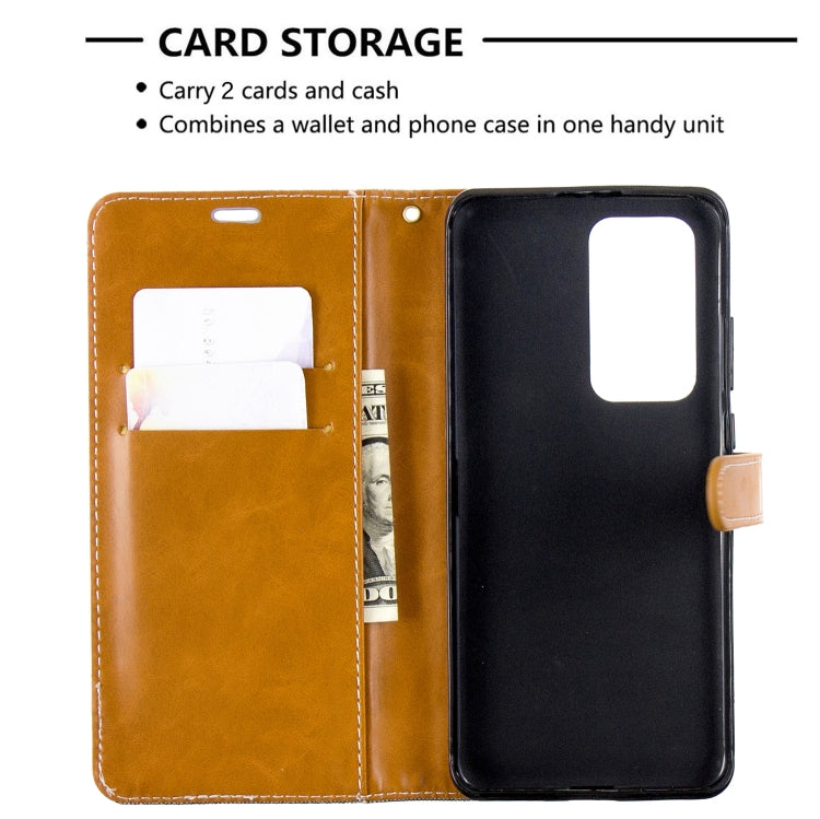 For Huawei P40 Pro Color Matching Denim Texture Horizontal Flip Leather Case with Holder & Card Slots & Wallet & Lanyard