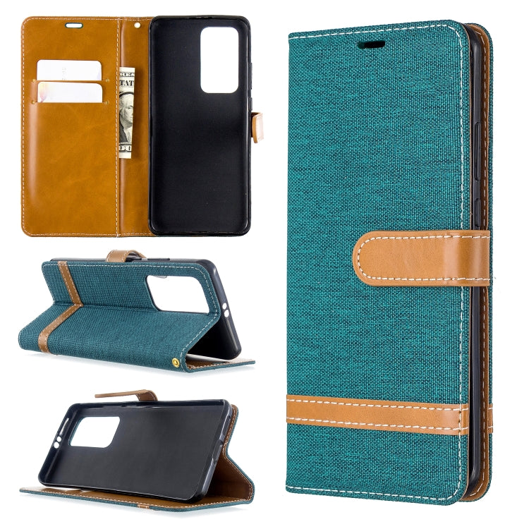 For Huawei P40 Pro Color Matching Denim Texture Horizontal Flip Leather Case with Holder & Card Slots & Wallet & Lanyard