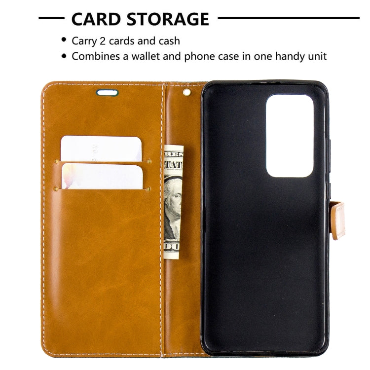For Huawei P40 Pro Color Matching Denim Texture Horizontal Flip Leather Case with Holder & Card Slots & Wallet & Lanyard