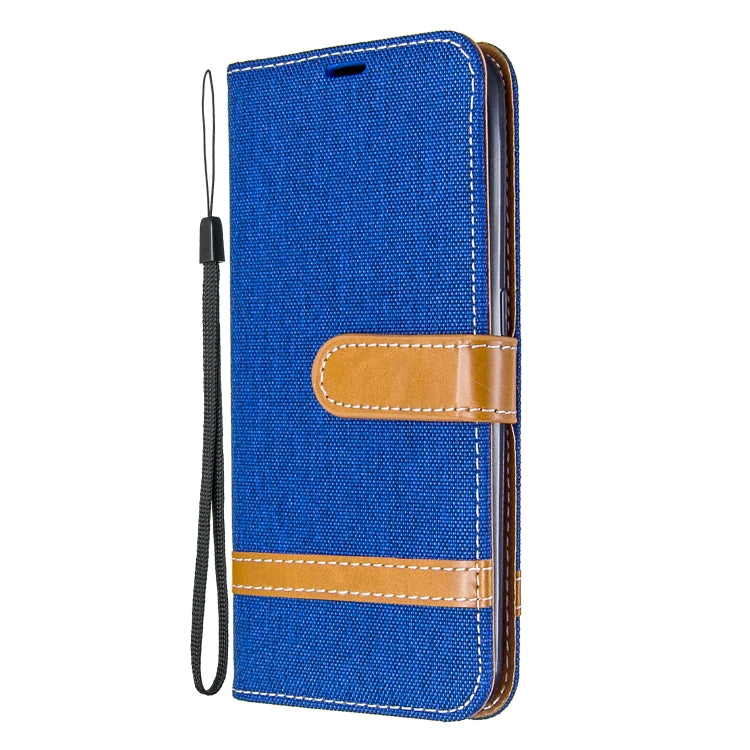 For Galaxy A01 Color Matching Denim Texture Horizontal Flip Leather Case with Holder & Card Slots & Wallet & Lanyard