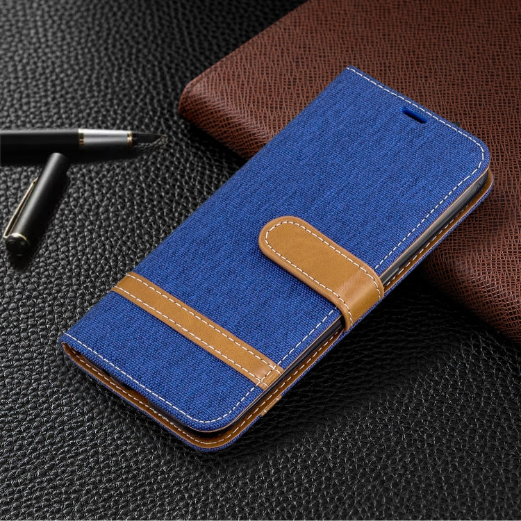 For Galaxy A01 Color Matching Denim Texture Horizontal Flip Leather Case with Holder & Card Slots & Wallet & Lanyard