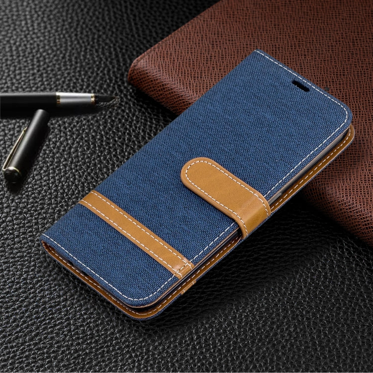 For Galaxy A01 Color Matching Denim Texture Horizontal Flip Leather Case with Holder & Card Slots & Wallet & Lanyard