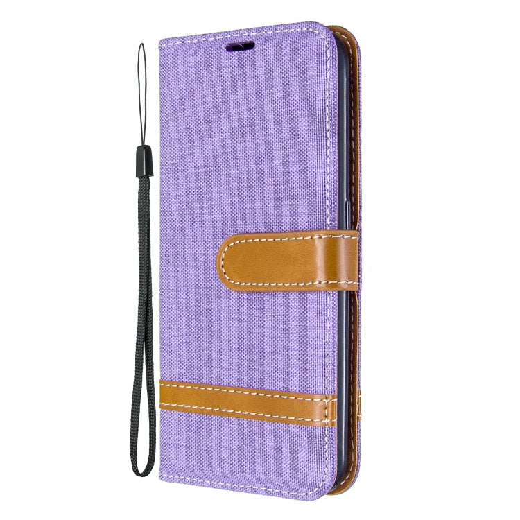 For Galaxy A01 Color Matching Denim Texture Horizontal Flip Leather Case with Holder & Card Slots & Wallet & Lanyard